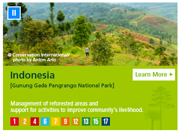 Indonesia [Gunung Gede Pangrango National Park] Management of reforested areas and support for activities to improve community's livelihood.