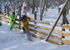 The fence was heightened due to snow piling to the top in some places