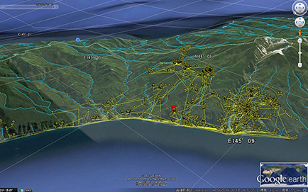 Map showing Beeko's tracks over the summer